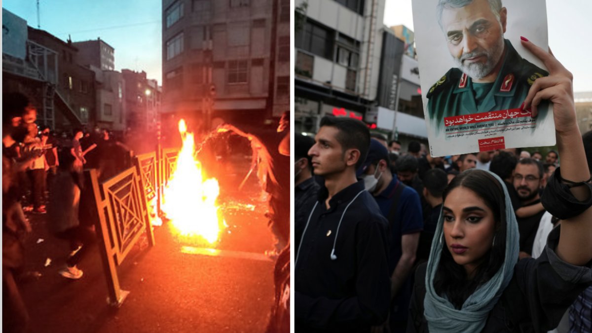 Bild från demonstrationer i Teheran onsdag den 21 september.